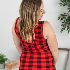 Michelle Mae Addison Henley Tank - Buffalo Plaid SHORT SLEEVES