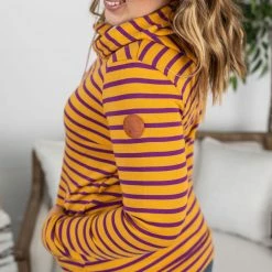 Michelle Mae Ashley Hoodie - Purple And Gold Stripes