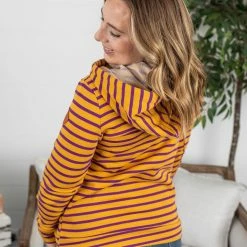 Michelle Mae Ashley Hoodie - Purple And Gold Stripes