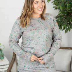 Michelle Mae LONG SLEEVES Long Sleeve Paint Splatter - Grey