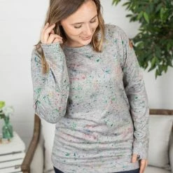 Michelle Mae LONG SLEEVES Long Sleeve Paint Splatter - Grey