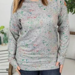 Michelle Mae LONG SLEEVES Long Sleeve Paint Splatter - Grey
