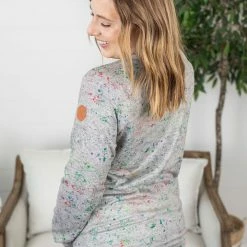 Michelle Mae LONG SLEEVES Long Sleeve Paint Splatter - Grey