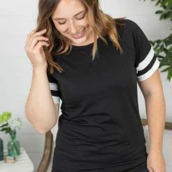 Michelle Mae Kylie Track Tee - Black And White