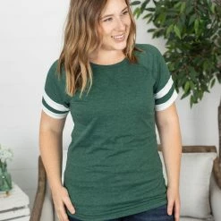 Michelle Mae Kylie Track Tee - Green And White