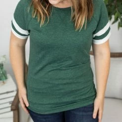 Michelle Mae Kylie Track Tee - Green And White