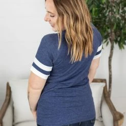 New ๐ Michelle Mae Kylie Track Tee - Navy And White SHORT SLEEVES ๐ 12 Michelle Mae Kylie Track Tee - Navy And White SHORT SLEEVES