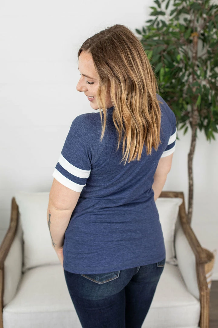 New ๐ Michelle Mae Kylie Track Tee - Navy And White SHORT SLEEVES ๐ 5 Michelle Mae Kylie Track Tee - Navy And White SHORT SLEEVES