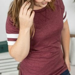 Best reviews of ๐ฅ Michelle Mae Kylie Track Tee - Burgundy And White ๐ 10 Michelle Mae Kylie Track Tee - Burgundy And White