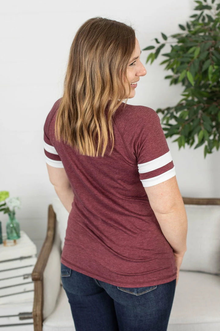 Best reviews of ๐ฅ Michelle Mae Kylie Track Tee - Burgundy And White ๐ 4 Michelle Mae Kylie Track Tee - Burgundy And White