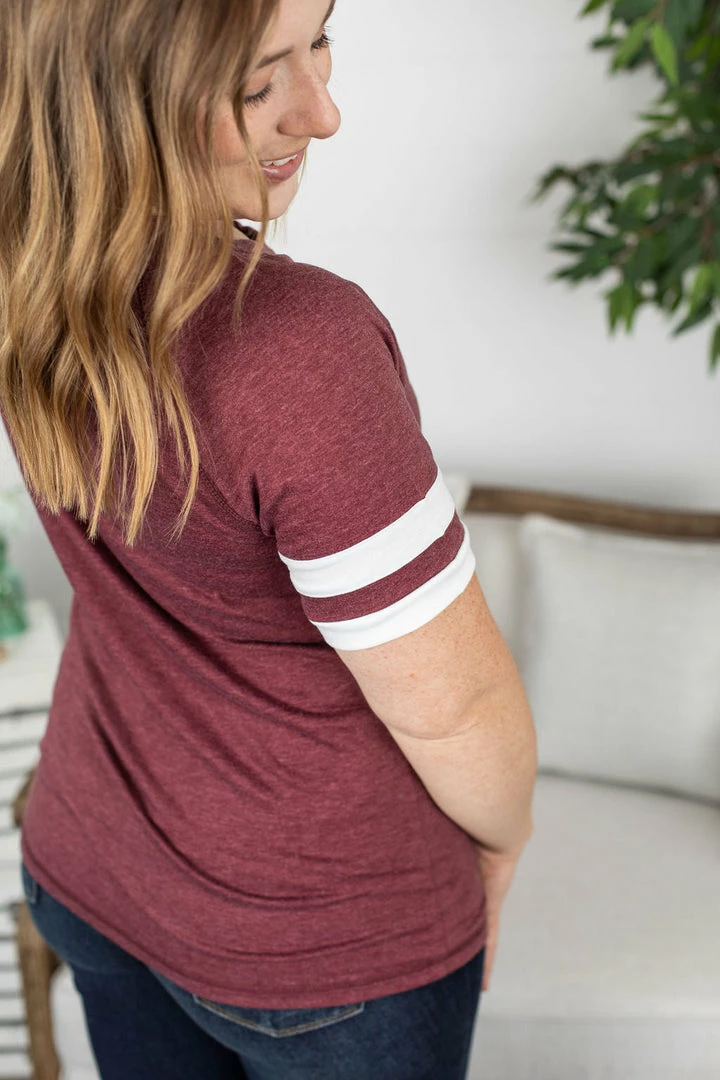 Best reviews of ๐ฅ Michelle Mae Kylie Track Tee - Burgundy And White ๐ 5 Michelle Mae Kylie Track Tee - Burgundy And White