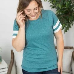 Best reviews of ๐ Michelle Mae Kylie Track Tee - Teal And White SHORT SLEEVES ๐ 10 Michelle Mae Kylie Track Tee - Teal And White SHORT SLEEVES