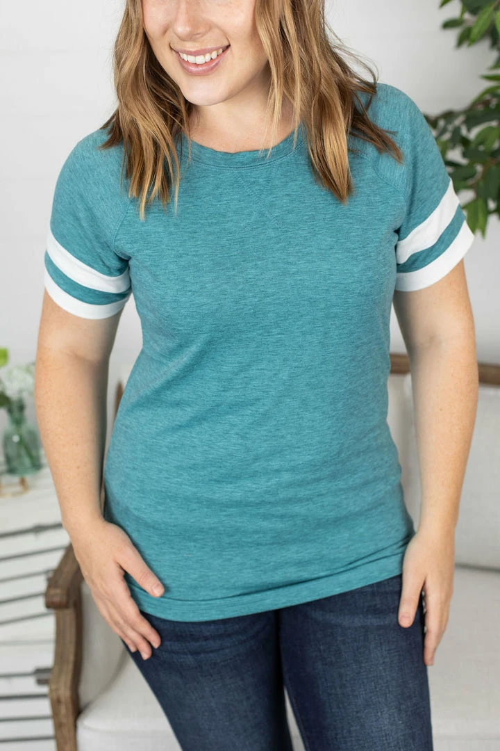 Best reviews of ๐ Michelle Mae Kylie Track Tee - Teal And White SHORT SLEEVES ๐ 1 Michelle Mae Kylie Track Tee - Teal And White SHORT SLEEVES