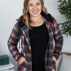 Hot Sale ๐ Michelle Mae Sherpa Fullzip Hoodie - Berry Plaid LONG SLEEVES ๐ 13 Michelle Mae Sherpa Fullzip Hoodie - Berry Plaid LONG SLEEVES