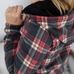 Hot Sale ๐ Michelle Mae Sherpa Fullzip Hoodie - Berry Plaid LONG SLEEVES ๐ 15 Michelle Mae Sherpa Fullzip Hoodie - Berry Plaid LONG SLEEVES