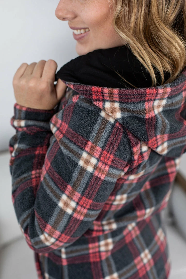 Hot Sale ๐ Michelle Mae Sherpa Fullzip Hoodie - Berry Plaid LONG SLEEVES ๐ 6 Michelle Mae Sherpa Fullzip Hoodie - Berry Plaid LONG SLEEVES