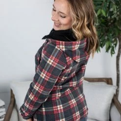 Hot Sale ๐ Michelle Mae Sherpa Fullzip Hoodie - Berry Plaid LONG SLEEVES ๐ 16 Michelle Mae Sherpa Fullzip Hoodie - Berry Plaid LONG SLEEVES