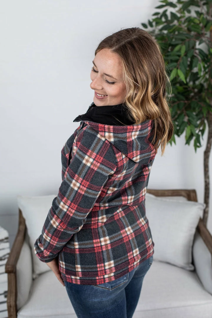 Hot Sale ๐ Michelle Mae Sherpa Fullzip Hoodie - Berry Plaid LONG SLEEVES ๐ 7 Michelle Mae Sherpa Fullzip Hoodie - Berry Plaid LONG SLEEVES