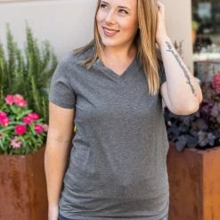 Michelle Mae SHORT SLEEVES Olivia Tee - Charcoal