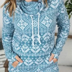 Michelle Mae Classic Cowl Neck Sweatshirt - Winter Snowflake LONG SLEEVES