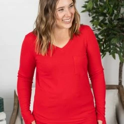 Michelle Mae LONG SLEEVES Hadley Long Sleeve - Red