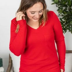 Michelle Mae LONG SLEEVES Hadley Long Sleeve - Red