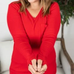 Michelle Mae LONG SLEEVES Hadley Long Sleeve - Red