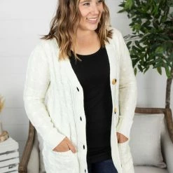 Michelle Mae Button Cardigan - Ivory