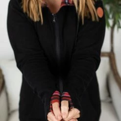 Michelle Mae LONG SLEEVES Classic FullZip - Black Plaid