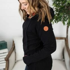 Michelle Mae LONG SLEEVES Classic FullZip - Black Plaid