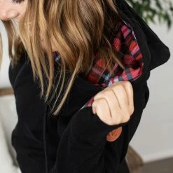 Michelle Mae LONG SLEEVES Classic FullZip - Black Plaid