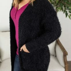 Michelle Mae Fuzzy Cardigan - Classic Black