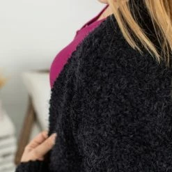 Michelle Mae Fuzzy Cardigan - Classic Black