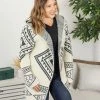 Michelle Mae Hooded Aztec Cardigan - Black And Cream