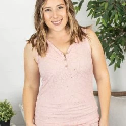 Michelle Mae Addison Henley Tank - Gold Hearts SHORT SLEEVES