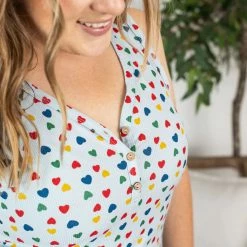 Michelle Mae Addison Henley Tank - Classic Hearts SHORT SLEEVES