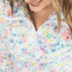 Michelle Mae QuarterZip Sherpa Pullover - Bright Confetti LONG SLEEVES