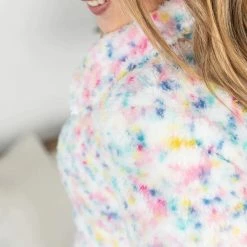 Michelle Mae QuarterZip Sherpa Pullover - Bright Confetti LONG SLEEVES