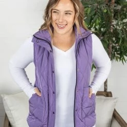 Michelle Mae Remy Zip Up Vest - Bright Purple