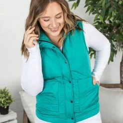 Michelle Mae Remy Zip Up Vest - Bright Aqua