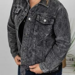 Budget โ Michelle Mae LONG SLEEVES Destroyed Hem Corduroy Jacket - Black ๐ 7 Michelle Mae LONG SLEEVES Destroyed Hem Corduroy Jacket - Black