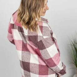 Best Pirce ๐ Michelle Mae LONG SLEEVES Holly Plaid Shacket - Raspberry Plaid ๐ 8 Michelle Mae LONG SLEEVES Holly Plaid Shacket - Raspberry Plaid
