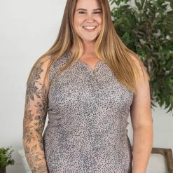 Michelle Mae Addison Henley Tank - Tan Dalmatian