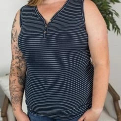 Buy ๐ฅ Michelle Mae SHORT SLEEVES Addison Henley Tank - Navy W/ White Stripe ๐ 12 Michelle Mae SHORT SLEEVES Addison Henley Tank - Navy W/ White Stripe
