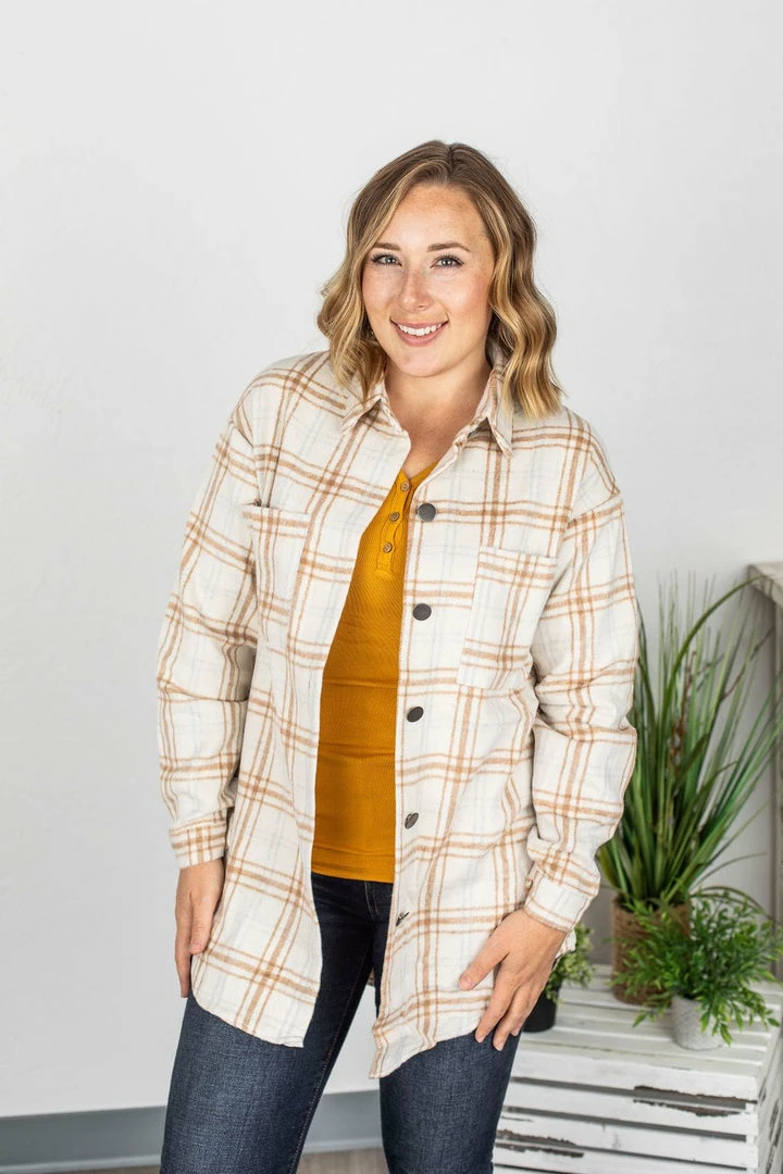 Best reviews of 👏 Michelle Mae Dolly Long Plaid Shacket - Camel And Cream LONG SLEEVES 🔔 1 Michelle Mae Dolly Long Plaid Shacket - Camel And Cream LONG SLEEVES