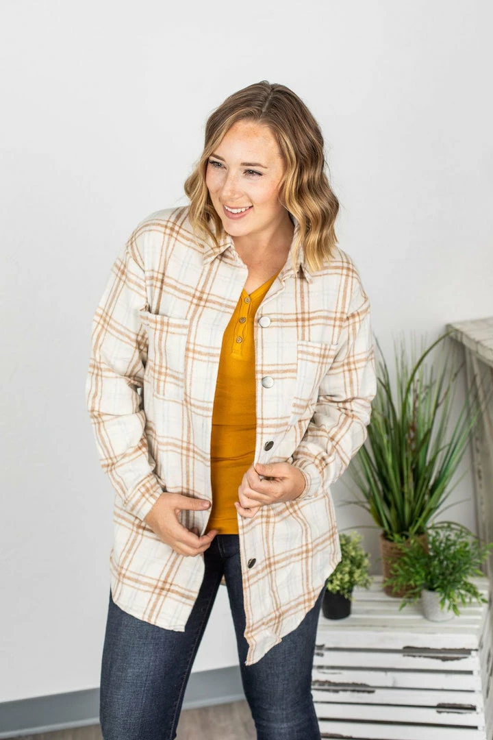Best reviews of 👏 Michelle Mae Dolly Long Plaid Shacket - Camel And Cream LONG SLEEVES 🔔 2 Michelle Mae Dolly Long Plaid Shacket - Camel And Cream LONG SLEEVES