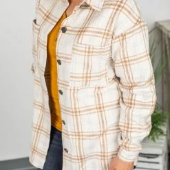 Best reviews of 👏 Michelle Mae Dolly Long Plaid Shacket - Camel And Cream LONG SLEEVES 🔔 9 Michelle Mae Dolly Long Plaid Shacket - Camel And Cream LONG SLEEVES