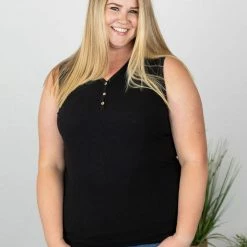 Michelle Mae Addison Henley Tank - Black