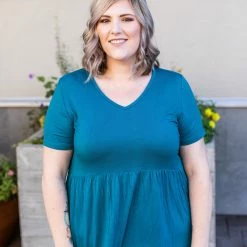Michelle Mae Sarah Ruffle Top - Teal Blue