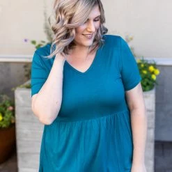 Michelle Mae Sarah Ruffle Top - Teal Blue